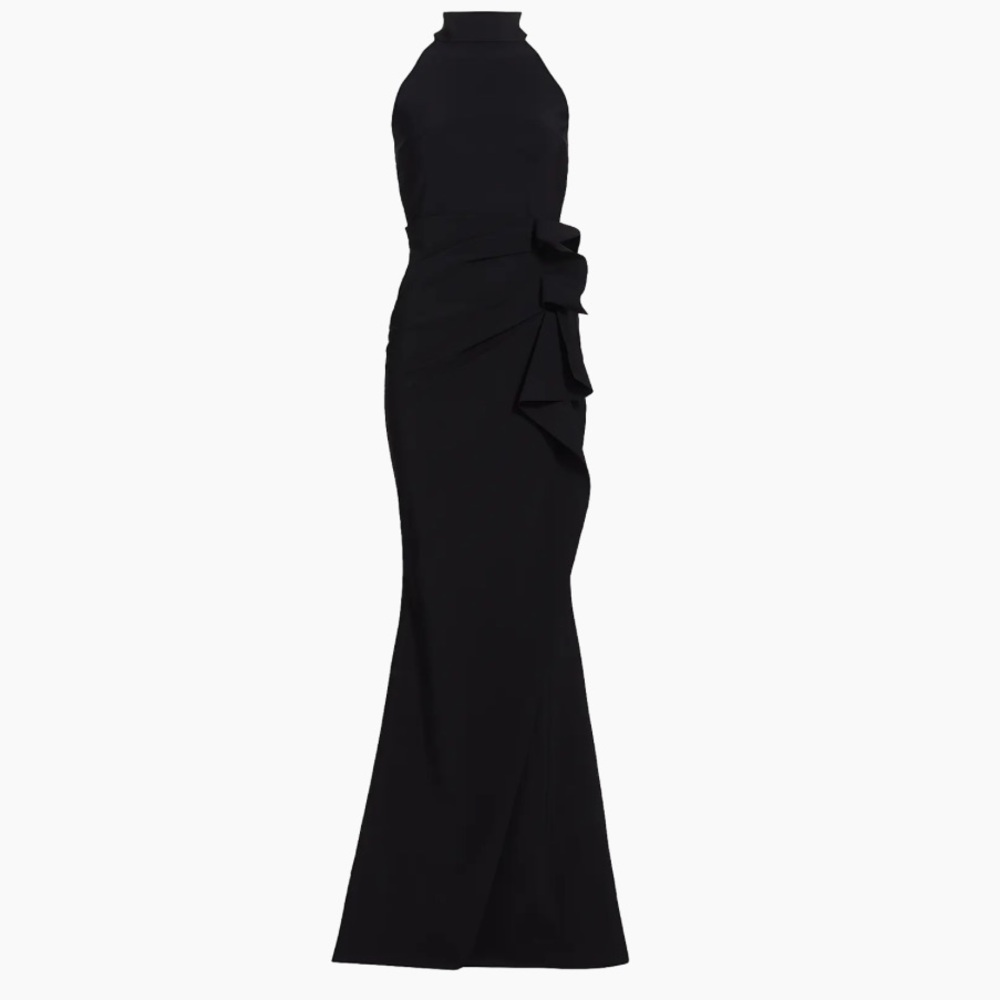 New Chiara Boni La Petite Robe Gudrum Ruffle Gown in Black Size 4 US / 40 IT